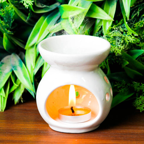 White Oval Ceramic Oil Diffuser Fragrance Humidifier